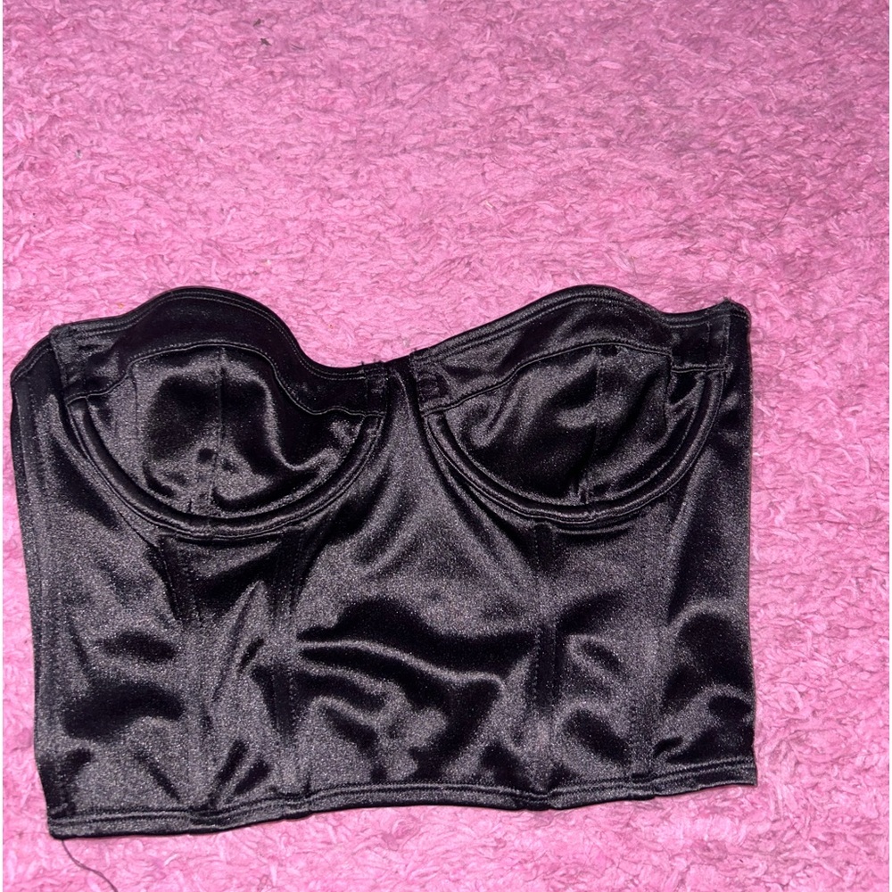 Black Leather EDIKTED Corset Top